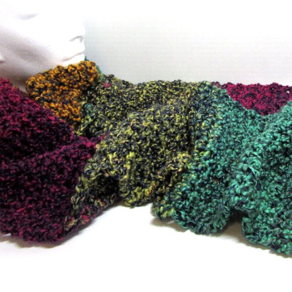 MultiColor Rainbow Scarf 122"x5", Extra Long Chunky Handmade Crochet Knit NWT - Picture 2 of 12